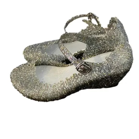 ✨🌈Colourful Glitter on Transparent Black Jelly Wedge (37) - Picture 2 of 9